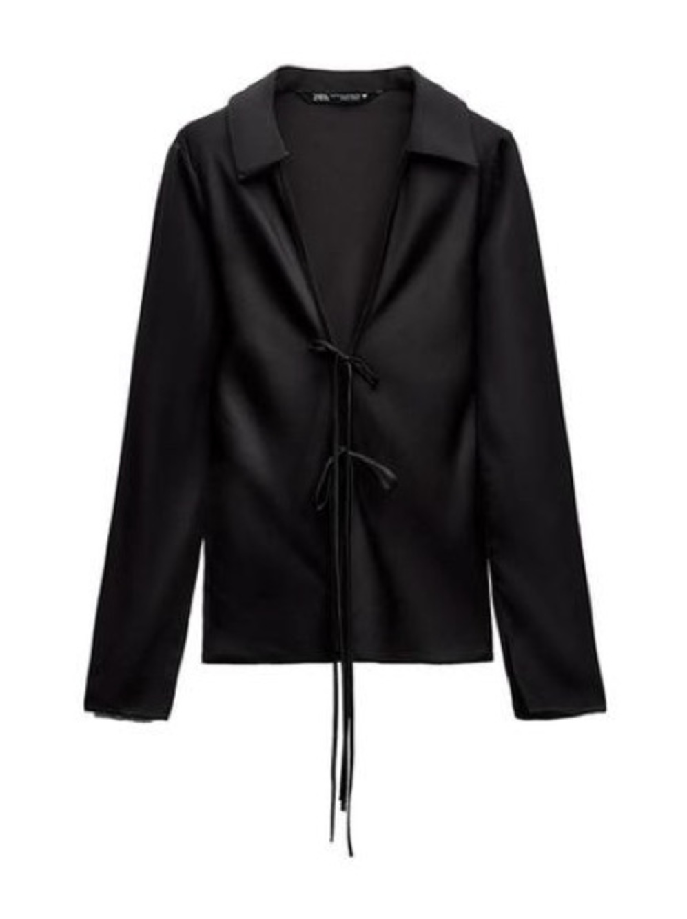 Zara Black Tie-Front Blouse